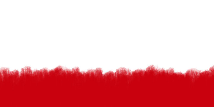 Red paint brush stroke border isolated on transparent background