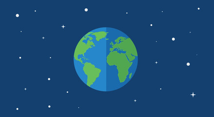 Fototapeta premium Flat earth concept vs round planet in starry space, illustration