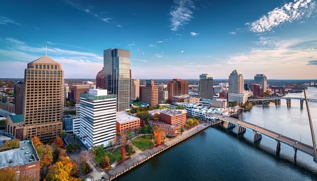 aerial view of downtown wilmington delaware skyline with modern buildings and waterfront wilmington delaware