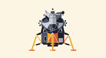 Lunar Lander Rocket Ship Illustration, Space Exploration Vehicle © Tora