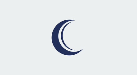 Obraz premium Dark blue crescent moon symbol on a light grey background