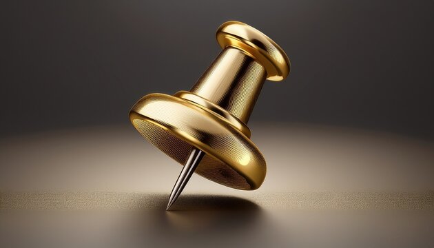 luxurious golden push pin 3d render office supplies elegant stationery gold thumbtack premium