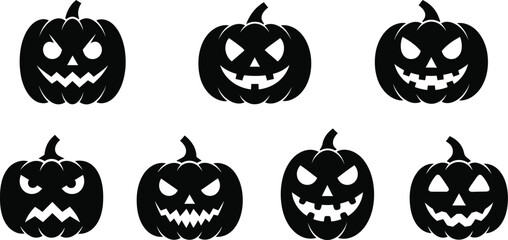 Obraz premium Halloween pumpkin faces silhouettes