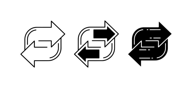 Recycle Arrows Icon Set, Circular Exchange Symbol, Refresh Loop Vector Graphics, Bidirectional Flow Icons