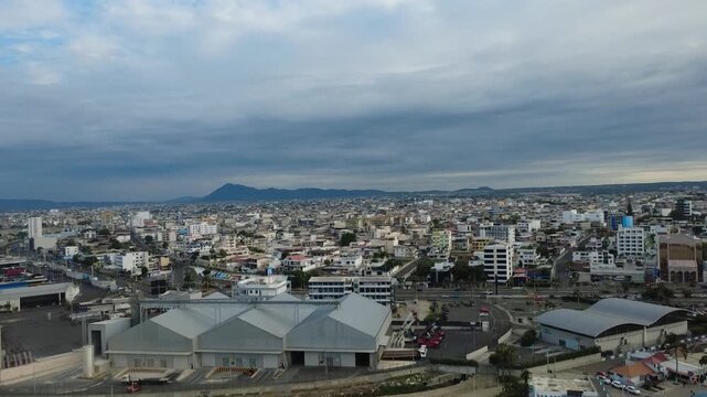 Manta city view from murcielago beach until cerro montecristi , Ecuador 
