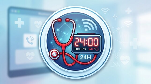 Telemedicine and 24/7 Online Medical Service Concept Illustration
