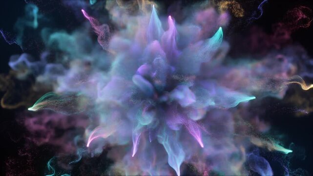 Abstract Ethereal Purple and Blue Smoky Flower Background, Soft Fluid Ink Texture Backdrop with Pastel Swirls