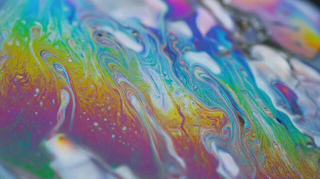 Abstract Iridescent Holographic Fluid Texture with Vibrant Rainbow Swirls and Liquid Waves Background