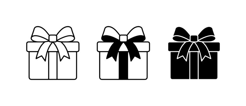 Gift Box Icons, Present Vector Set, Celebration Surprise Symbols, Holiday Packaging Graphics