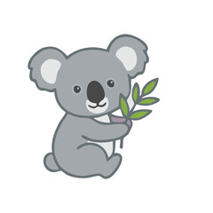 Obraz premium Koala holding eucalyptus leaf