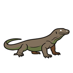 Fototapeta premium Green lizard walking on white background illustration
