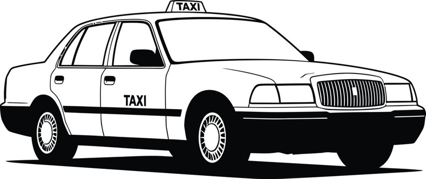 Taxi cab illustration with black and white taxi sign yellow cab public transp