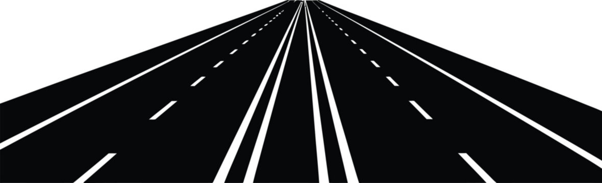 Straight highway disappearing into the horizon perspective view vanishing poin