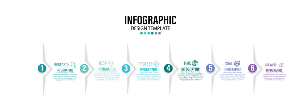 Presentation business infographic template vector for 6-steps. Business template for presentation. Business data visualization. Timeline design for brochure, presentation. Infographic design layout.