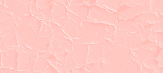 Fototapeta premium Abstract cracks crumpled paper texture Light coral textured surface with subtle creased and crumpled effect, creating soft shadowed relief and gentle abstract organic shapes.