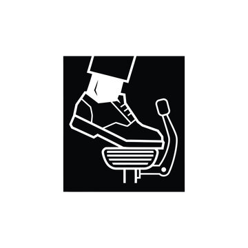 foot pressing gas pedal icon black and white silhouette of a shoe on vehicle accelerator high quality professional detailed modern