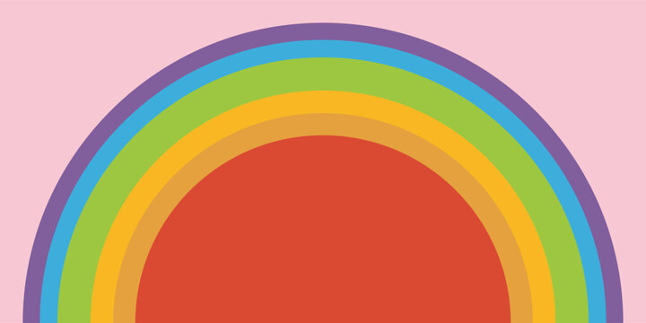 Abstract rainbow circles shapes with pink cute background