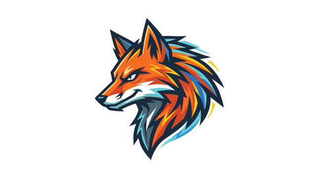 Vibrant orange fox head illustration.