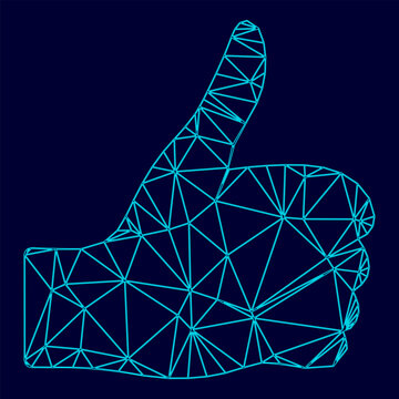 Symbol good low poly triangulation triangulated polygonal electric cyan blue vibrant aqua neon color vector illustration image outline contour line
