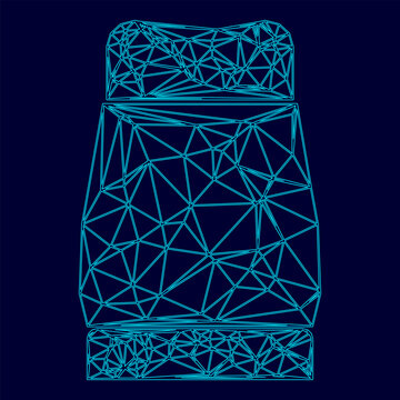 Pepper low poly triangulation triangulated polygonal electric cyan blue vibrant aqua neon color vector illustration image outline contour line