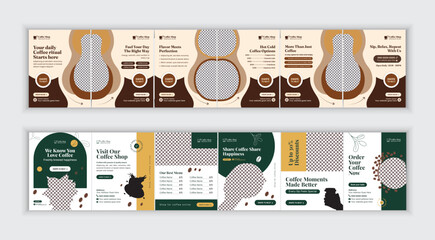 Coffee shop promotional social media carousel template set, featuring two ideas of modern cafe marketing layout and minimal coffee branding design. © holylayer