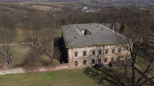 Aerial flight in Spring, Pilica Palace drom drone