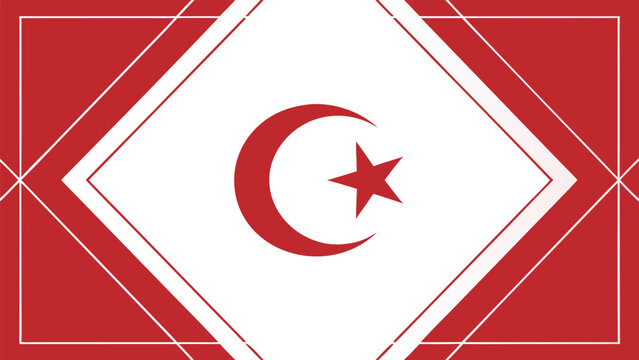 Red and white abstract background, with turkish crescent, moon and star, symbol red background