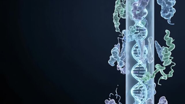 DNA strand molecular structure genetic material double helix scientific illustration biotechnology biology science research medical chromosome nucleic acid molecular biology genetic code protein
