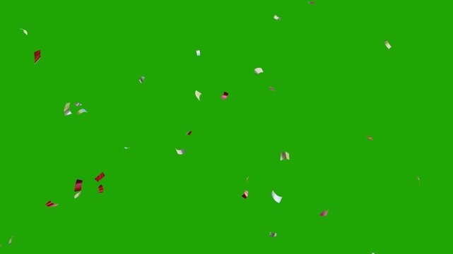confetti green screen video. Colorful confetti explosions overlay on alpha channel. confetti falling in motion celebration or holiday video. Confetti Party Popper Explosion Animation. Slow motion