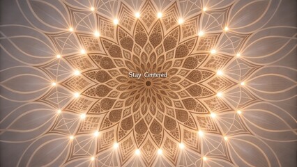 Obraz premium Intricate Mandala Design with Illuminated Center and Inspirational Text