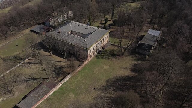 Aerial flight in Spring, Pilica Palace drom drone