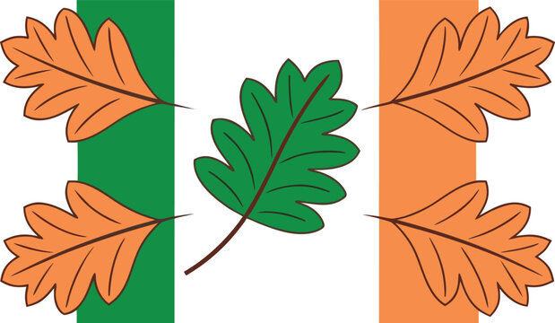 Four-leaf clover clusters in green and orange shamrock green clover orange clover