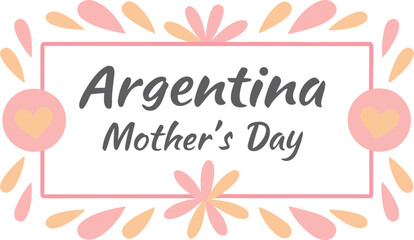 Pink floral typography celebrating argentina mother's day with sunflower accents © Vector Art