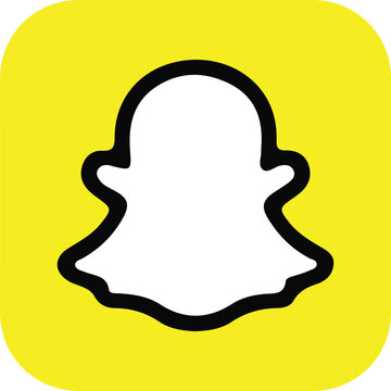 snapchat official app icon with white ghost logo on bright yellow rounded square background for social media branding and digital marketing isolated background.
