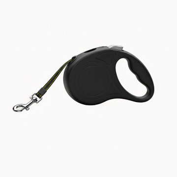 Compact retractable dog leash in modern design isolated on white background with soft lighting