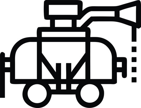 This is a black outline icon of a cargo railcar or industrial wagon
