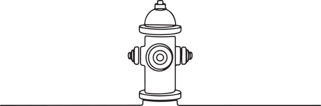 Fire hydrant isolated on white background. One line continuous fire hydrant. Line art outline vector illustration. one line icon drawing vector