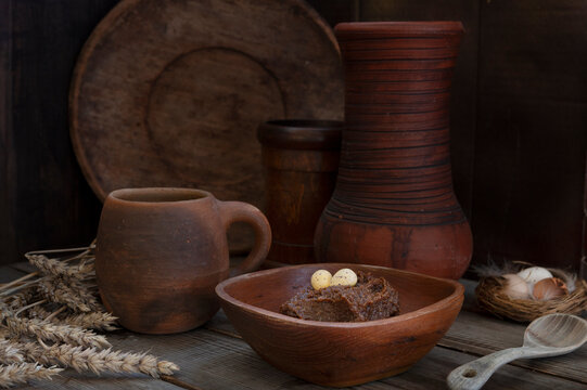 Mammi or memma Traditional Finnish Easter dessert pudding  made from rye flour