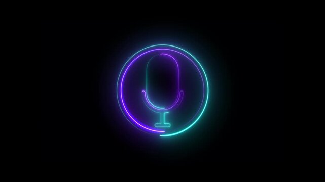 Voice recording podcast mic microphone button icon animation.