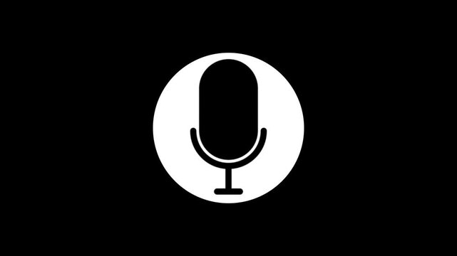 Voice recording podcast mic microphone button icon animation. audio microphone icon animation.