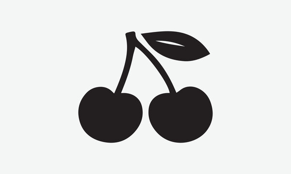 Simple cherry fruit sign for food logo or web design.
