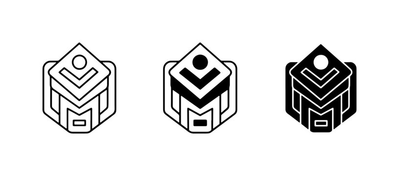 Abstract Geometric Logo Icons, Minimalist Cube Shapes, Modern Branding Elements, Vector Set