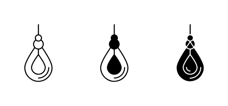 Teardrop Earring Icons, Minimalist Jewelry Vector Set, Elegant Pendant Graphics, Black and White Accessory Symbols