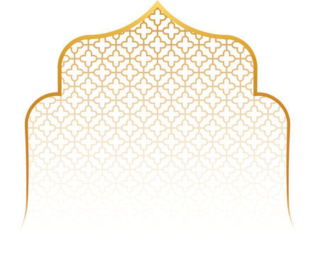 golden islamic border decorative arch vector frame
