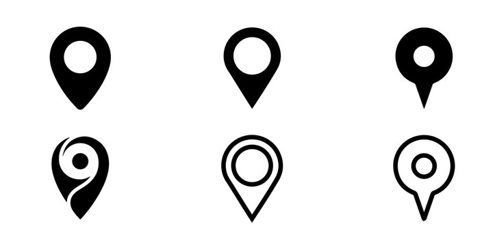 Set of map marker and location pin icons for GPS navigation or collection of map pointers