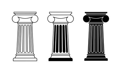 Classical Ionic Columns, Architectural Elements, Ancient Greek Pillars, Vector Set for Design and Construction © Sohana