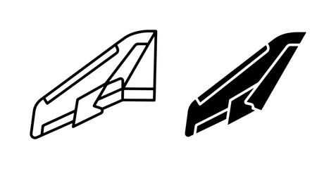 Modern Train Tail Fin Vector Icons, Sleek High-Speed Locomotive Rear Design, Futuristic Railway Transportation Symbols, Black and White Outline and Solid Fill © Shohag