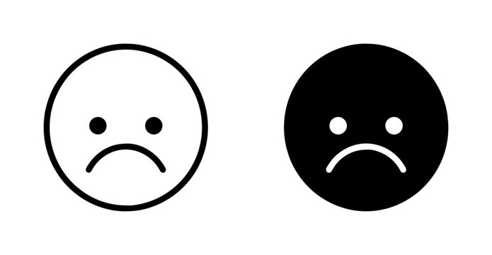 Sad Face Icons, Negative Emotion Symbols, Disappointment Emoticons, Unhappy Mood Graphics, Vector Art