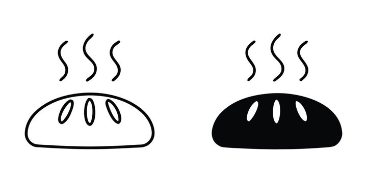 Freshly baked bread loaf icon vector. Hot bakery food, breakfast toast symbol.