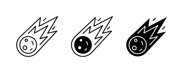 Meteorite Icons, Comet Symbols, Falling Star Graphics, Space Objects, Celestial Event Illustrations, Astronomy Vector Art © Sadia